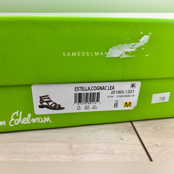 New in Box Sam Edelman Estella Sandal in Cognac Leather - Picture 9 of 9